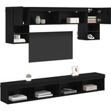  TV zidne jedinice s LED-om 6 kom. Crni hrast Konstruirano drvo | shoptok.hr
