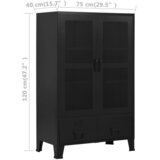 vidaXL Uredski ormarić s mrežastim vratima crni 75x40x120 cm čelični | shoptok.hr