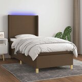  Box spring postelja z vzmetnico LED temno rjava 80x200 cm blago, (20930368) Cene