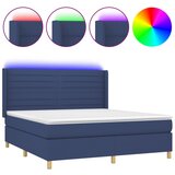  Krevet box spring s madracem LED plavi 180x200 cm od tkanine | shoptok.hr