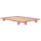 Karup Design Svijetlo ružičasti bračni krevet od masivnog bora s podnicom 140x200 cm Japan –