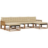 vidaXL Zunanja garnitura za sedenje z blazino 6 pcs Naravna in bež, (5000273335) | Shoptok.si