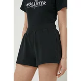 Hollister Co. Kratke hlače za žene, boja: crna, glatki materijal, srednje visoki struk