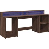  Radni stol s LED svjetlima smeđa boja hrasta 200x55x91cm drveni | shoptok.hr
