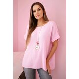 Kesi Włoski Muslin blouse with a necklace candy pink Cijene