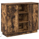 vidaXL Stranski omarica z LED dimljenim hrastom 90x32x75 cm inženirski les | Shoptok.si