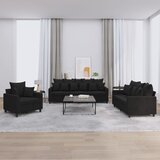 vidaXL 3-dijelni set sofa s jastucima crni baršunasti Cijene