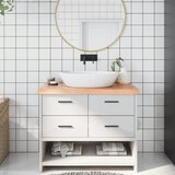  Kupaonska radna ploča svjetlosmeđa 100x40x(2-6) cm masivno drvo | shoptok.hr
