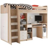 MID.YOU Visoka Postelja Unit, Barva Hrasta, Bela, 90x200 | Shoptok.si