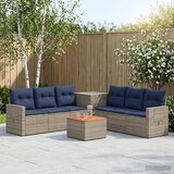  Set sofe 8 kom. Siva i tamnoplava Poli Rattan i čelik | shoptok.hr