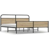 Metalni Kovinski posteljni okvir brez vzmetnice dimljen hrast 193x203cm, (21609886) | Shoptok.si