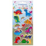Luna The Littlies: Nalepke z vzorcem dinozavrov v 3D, puhaste, velikosti 10x22 cm. | Shoptok.si