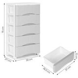 ModernHome PJJCBS0024-05A – Plastična komoda s 5 predalov in kolesci, 39 × 27 × 75 cm, bela-siva | Shoptok.si