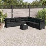 10-dijelni set vrtnih sofa s jastucima crni od poliratana | shoptok.hr