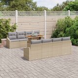 7-delni vrtni kavč set z blazinami Bež Poly Rattan, (22092692) | Shoptok.si