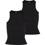 UC Ladies Women's Racer Back Rib Tank Top - 2 Pack Black+Black