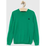 United Colors Of Benetton Dječji pamučni pulover boja: zelena, lagani