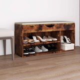 vidaXL Klop za čevlje z blazino dimljeni hrast 104x30x49 cm iverna pl. | Shoptok.si