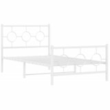  The Living Store Kovinski posteljni okvir z vzglavjem in vznožjem bel 100x190 cm - Posteljni Okvir, (21500991) | Shoptok.si