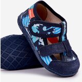 Boto Slippers Milami Children With Velcro In Dinosaur Print Navy Blue Reathiana | shoptok.hr