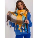Fashion Hunters Blue and brown winter scarf with fringe