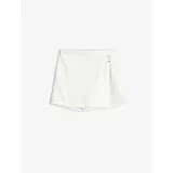 Koton Shorts Skirt Elastic Waist Double Breasted Textured Buckle Detail