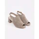 GOODIN Beige suede heeled sandals | shoptok.hr