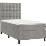 Box spring postelja z vzmetnico svetlo siva 80x200 cm žamet, (20846605) | Shoptok.si