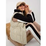 Fashion Hunters Light beige faux leather down vest without a hood Cene