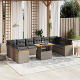 Maison Chic Seti vrtnega pohištva - Vrtna garnitura - Vrtni pohištvo set 11-delna z blazinami siv poli ratan, (21810339) | Shoptok.si