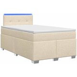  Krevet s box springom, madracem i LED-om Krem 120 x 190 cm | shoptok.hr