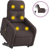 vidaXL Električni masažni naslonjač na podizanje od tkanine tamnosmeđi | shoptok.hr