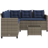 vidaXL Vrtna sofa sa stolom i jastucima L-oblika siva poli ratan - Siva 1 | shoptok.hr