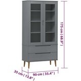  Vitrina MOLDE siva 90 x 35 x 175 cm od masivne borovine | shoptok.hr