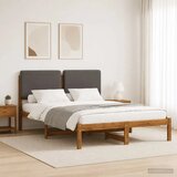  Krevetni okvir s tapiciranim uzglavljem Prirodna i svjetlosiva - Prirodna i svjetlosiva 135 x 190 cm | shoptok.hr