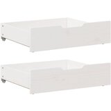 vidaXL Predal za posteljo 2 kosa bela 75x55x16 cm trdna borovina Cene