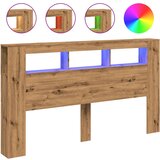 Maison Chic led posteljno vzglavje - vzglavna omarica - nočna omarica artisan hrast 180x18,5x103,5 cm inž. les, (21711031) | Shoptok.si