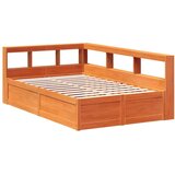  Knjižna postelja brez vzmetnice vošč. rjava 135x190 cm borovina, (21791654) | Shoptok.si