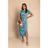 Fenzy Maxi Obleka S Cvetličnim Potiskom, Svetlo Modra | Shoptok.si