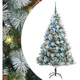  Umjetno božićno drvce S LED lampica Zelena i bijela 180 cm - 180 cm s LED-ima i plavim kuglicama | shoptok.hr