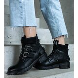 Gemre Black ankle boots embellished with studs on a flat heel Neffa | Shoptok.si