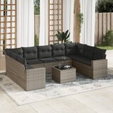 Maison Chic Seti vrtnega pohištva - Vrtna garnitura - Vrtni pohištvo set 10-delna z blazinami siv poli ratan, (21817503) | Shoptok.si