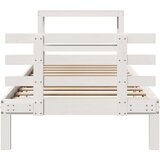  Posteljni okvir z vzglavjem bel 75x190 cm trdna borovina, (21303415) | Shoptok.si