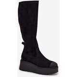 VINCEZA Womens Knee High Platform And Wedge Boots Black 58342 | shoptok.hr