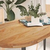 vidaXL Mizna plošča svetlo rjava 140x60x4 cm trdna hrastovina ovalna | Shoptok.si