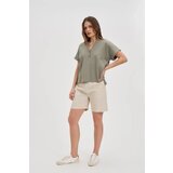 Marisse Olive Blouse With Buttons On The Neckline | shoptok.hr