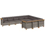  10-dijelni set vrtnih sofa od poliratana s jastucima sivi | shoptok.hr