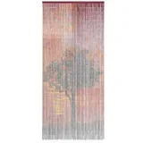 Zavesa s perlicami Sunrise (Rdeče barve/oranžne/črne barve, 90 x 200 cm, Bambusove palčke)