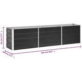 vidaXL Povišena vrtna gredica pocinčani čelik 240x40x45 cm antracit | shoptok.hr