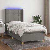  Box spring postelja z vzmetnico LED temno siva 90x190 cm blago, (20789441) Cene